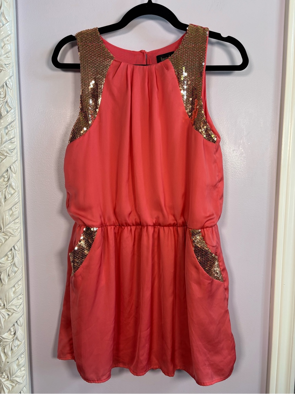 Laundry by Shelli Segal Coral Sequin Accent Formal Chic Girls' Dress Size 16